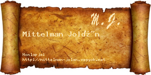 Mittelman Jolán névjegykártya